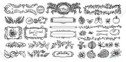 Hand drawn sketch lines and square borders are used to create a doodle frame around a round picture in an empty frame