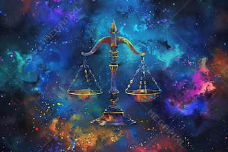 Abstract composition with concept of Libra zodiac sign symbol