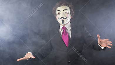 Man with v for vendetta mask