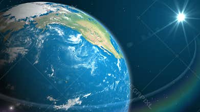 Highly detailed sunrise in space.