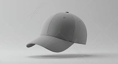 Grey Baseball Cap Mockup on Light Background