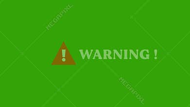 Warning Sign Animation Video on Green Screen Background Safety Alert and Caution Symbol