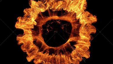 Abstract Fiery Circular Energy Pattern with Particle Details