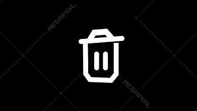 White Dustbin Icon Animation on Black Background