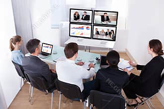 Group of businesspeople in video conference