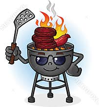 Barbecue Grill Cartoon Character with Attitude