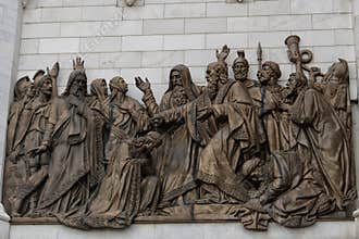 Bas-Relief of the Entry into Jerusalem on Cathedral of Christ the Saviour, Moscow