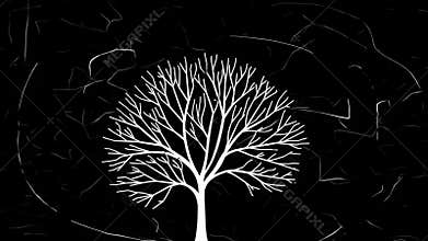Abstract animation of white tree growing on black background