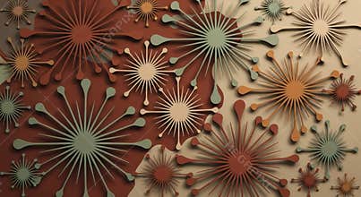 Abstract background of stylized 3D microbial or floral shapes