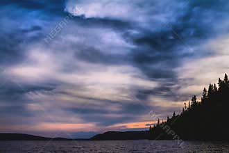 Colorful end of day on the lake