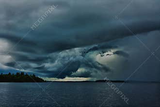 Clouds threaten the Baskatong Reservoir, Quebec, Canada