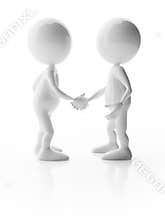 3D glossy characters shaking hands