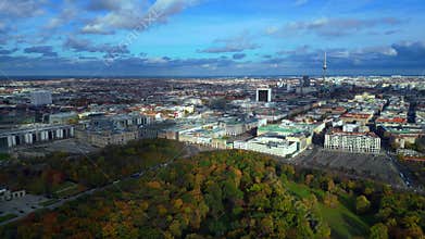 Reichstag Brandenburger Gate Jews Memorial. Best aerial view flight drone