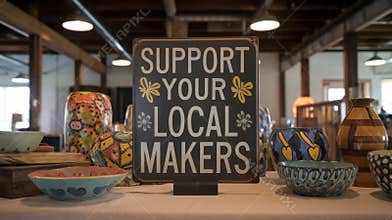Promoting Handmade Goods at Local Craft Fair Event During the Day