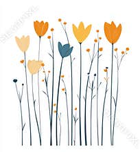 The Floral Modern set consists of flower illustration art, graphics icons, and flat doodle-style clipart design elements