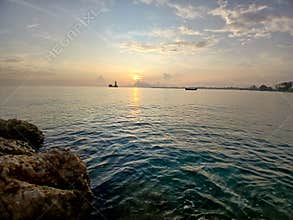 Beautiful Sunrise on the Calm Sea