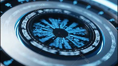 Abstract futuristic calibration process animation with digital elements and interfaces