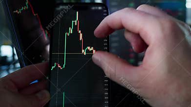 Crypto market chart smartphone display