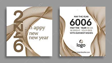 Abstract backgrounds with golden swirls and text for festive greetings