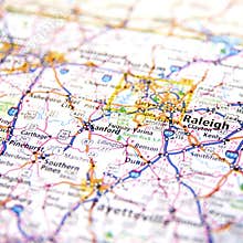 Road Map of Raleigh North Carolina