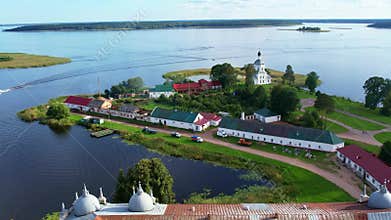 Nilo-Stolobenskaya desert on Lake Siliger drone shooting