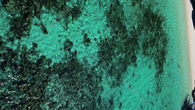 Tropical island with beach rocks coral reef