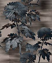 Mystic flowers silhouettes seamless pattern in dark tones.