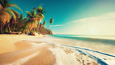 Breathtaking 4K Tropical Landscape Animation, Pristine Beach & Palm Trees, AI Generated