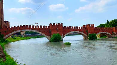 View from Verona with Adige river and Castelvecchio bridge