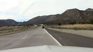 Driving through the dry hot desert