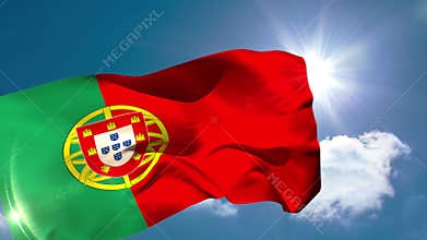 Portugese national flag blowing in the breeze