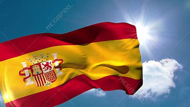 Spain national flag blowing in the breeze