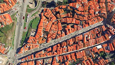 City Buildings of Porto in Portugal Top View