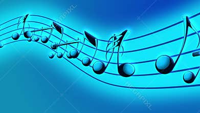 Animated background with musical notes, Music notes - LOOP