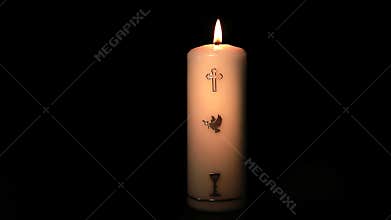 Catholic candle burning and being blown out