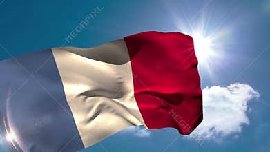 France national flag blowing in the breeze