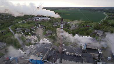 An aerial view of the pulp and paper mill