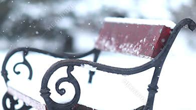 Details of actual snow falling at daytime in European city complicated life