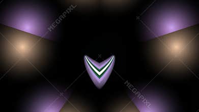 Abstract 3d art featuring a purple checkmark symbol in a dark futuristic environment with illuminated corners