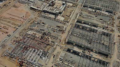 Industrial construction site with construction equipment
