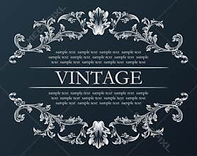 Vector vintage frame. Royal retro ornament decor black
