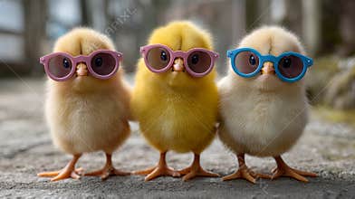 Chicks wear sunglasses and pose together
