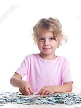 Girl playing puzzles