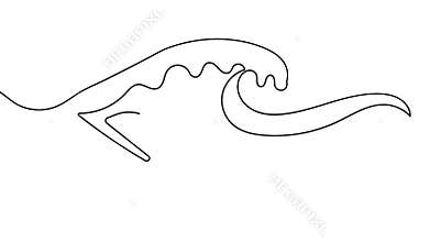 Minimalist water wave continuous line drawing icon loop animation