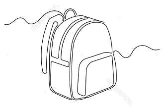 Backpack outline continuous single line drawing education concept