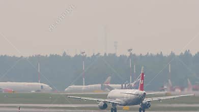 Airbus A321 of Nordwind Airlines departure, rear view