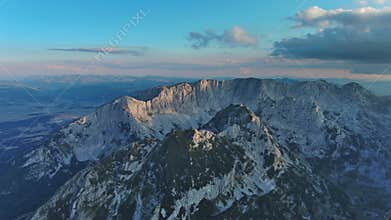 Mountains in park Durmitor at sunset Montenegro