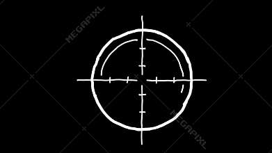 Hand Drawn Crosshair Target with Callout Boxes Animated Video 4K Alpha Transparent White Doodle