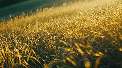 Golden field of wheat swaying under summer sunlight