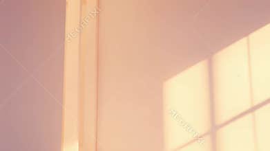 Empty minimalist room receiving warm sunlight